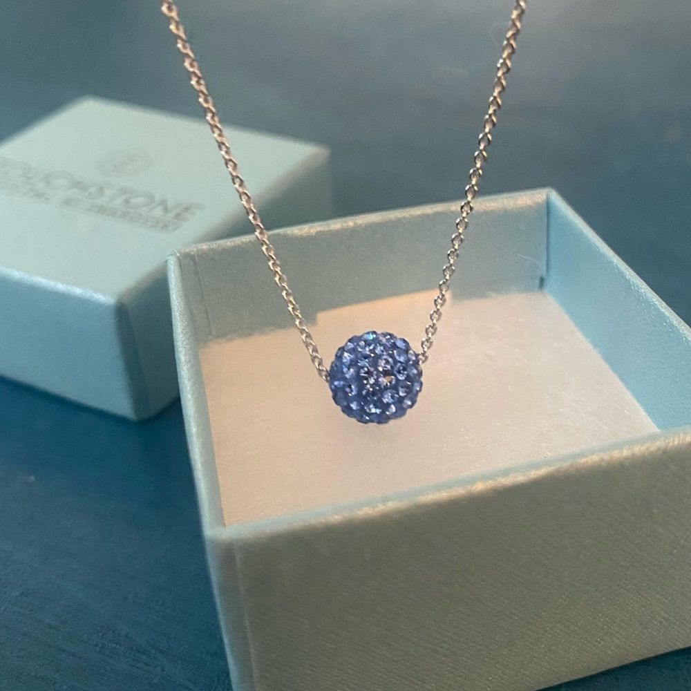 Swarovski unworn blue crystal ball necklace